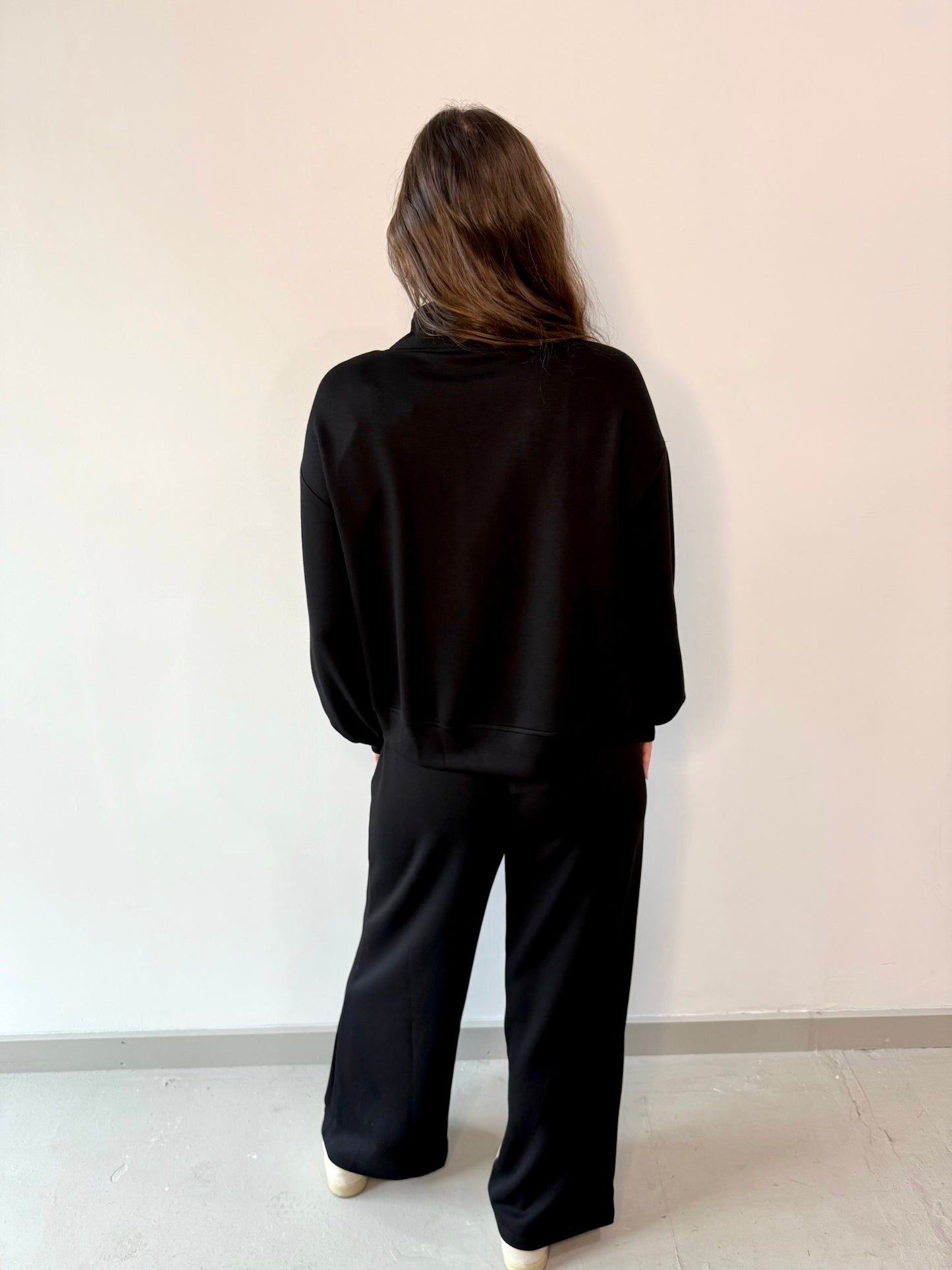 Hannah Half Zip Top & Pant Set - Black