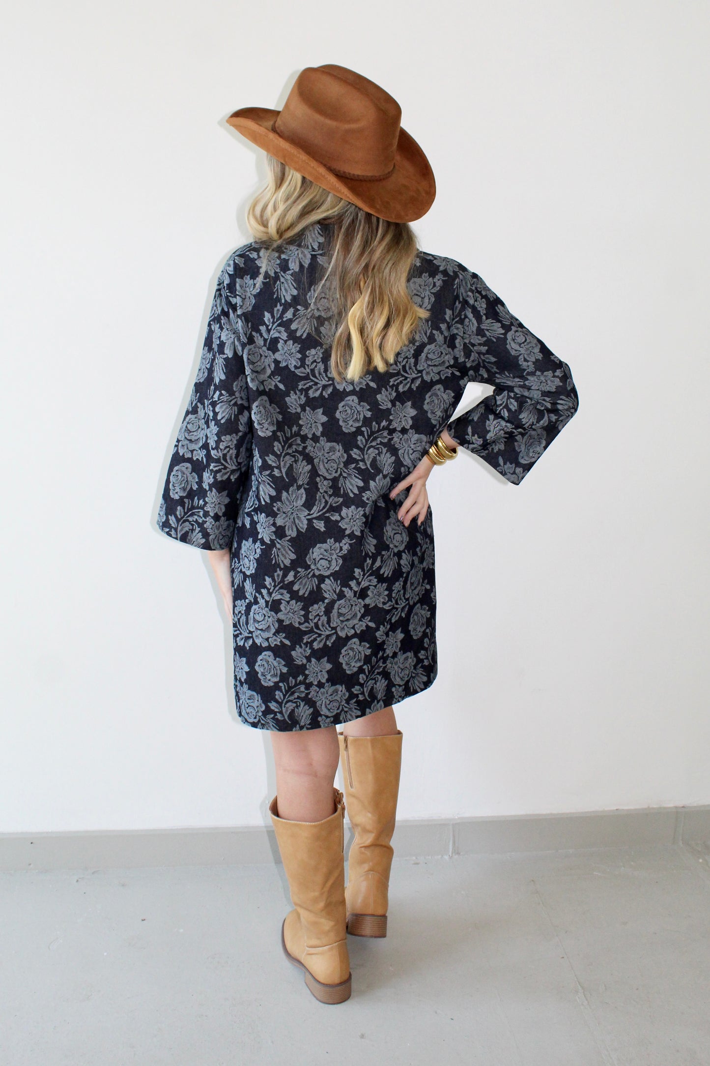 Rainey Floral Dress - Dark Denim