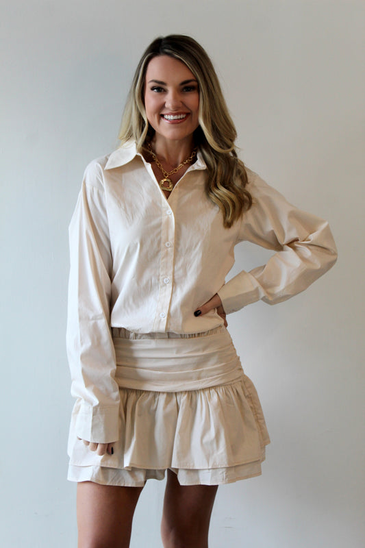 Drop Waist Mini Shirt Dress