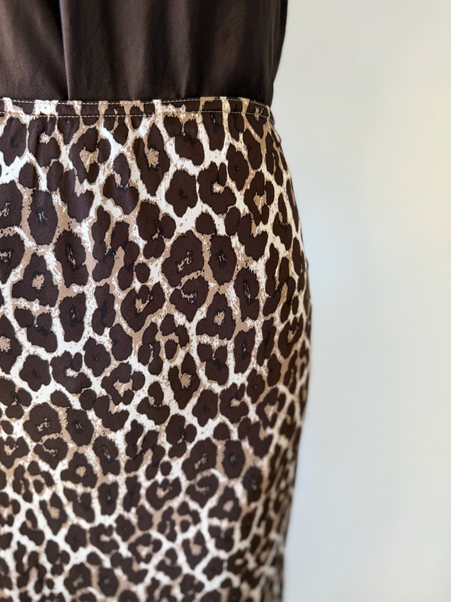 Cheetah Print Silky Midi Skirt