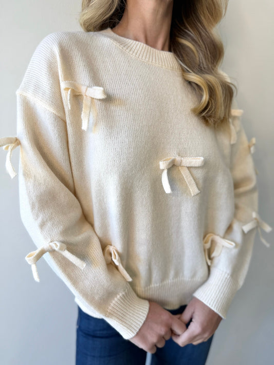 Ava Bow Sweater - Cream