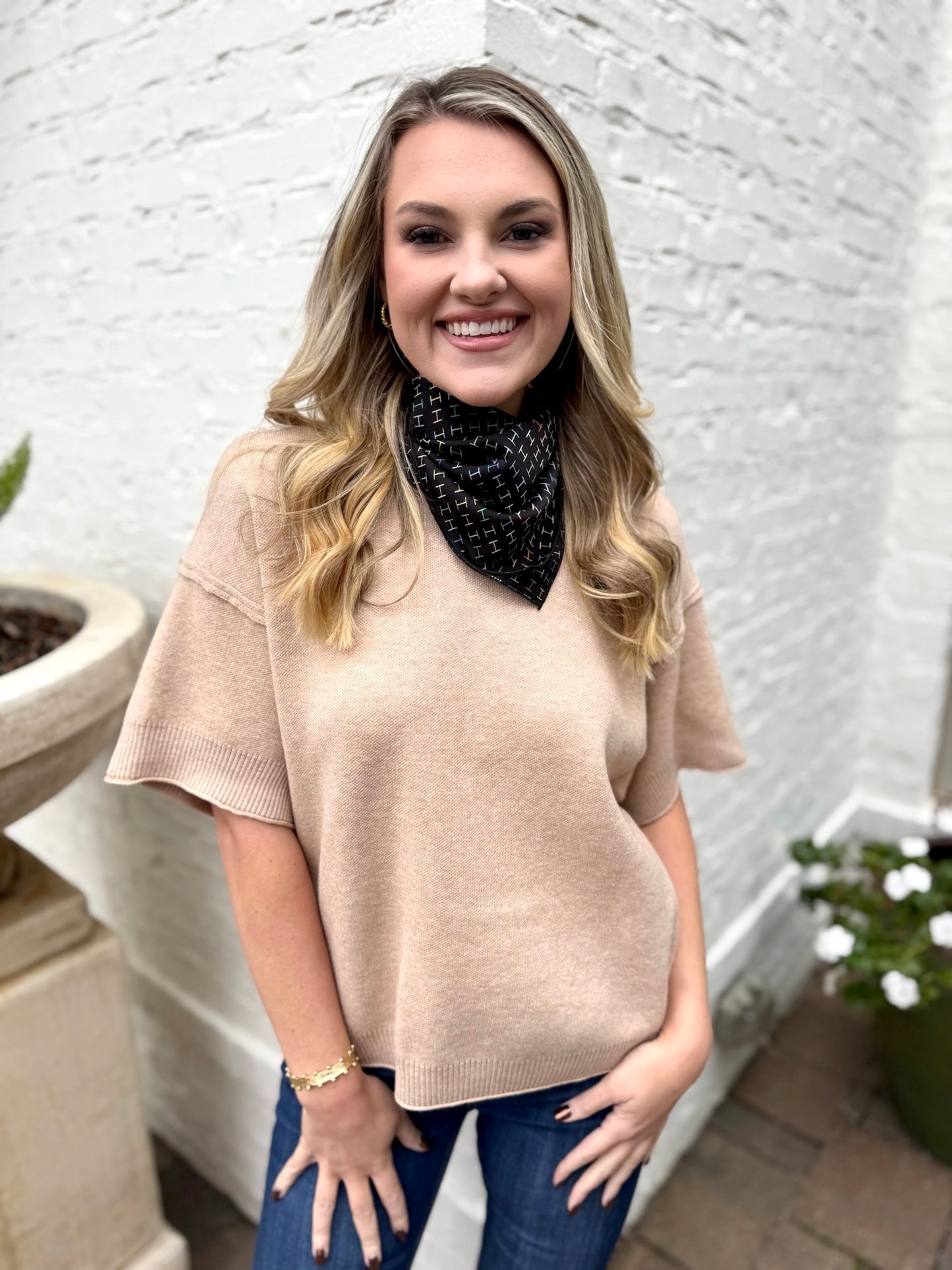 Oatmeal Raw Edge Sweater