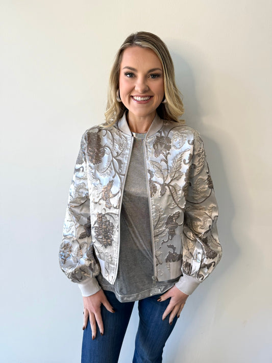 Quilted Flower Silver Jacket