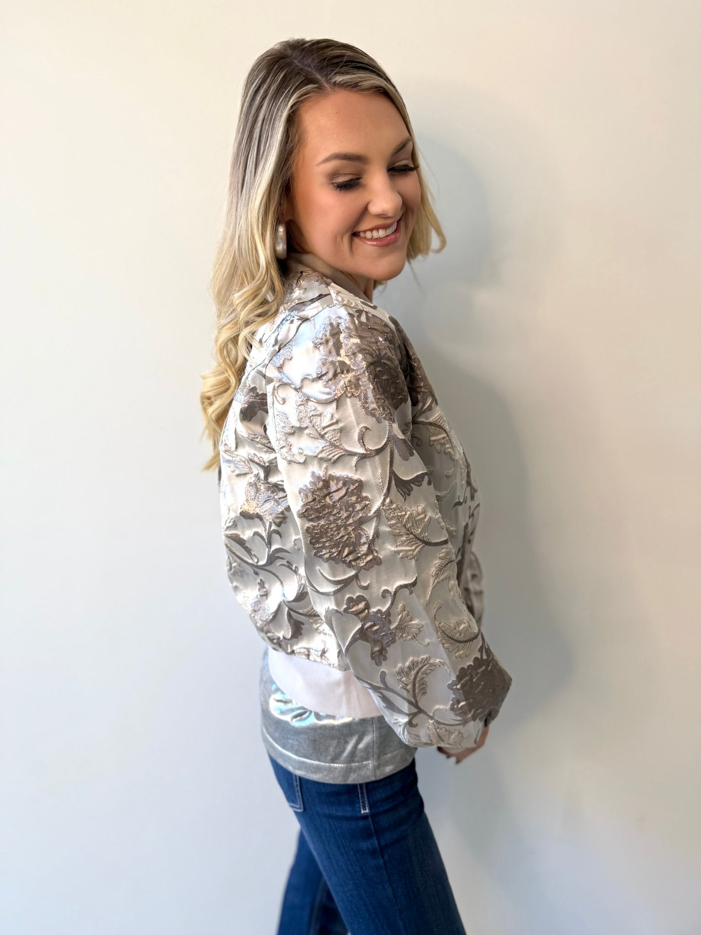 Quilted Flower Silver Jacket