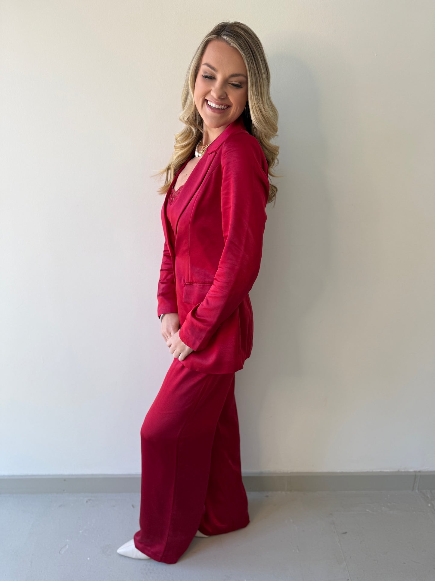 Savannah Satin Pants - Red