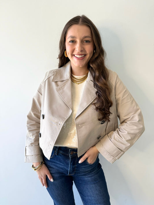 Topanga Beige Crop Mac Jacket