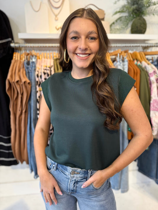 Nova Cap Sleeve Top - Forest