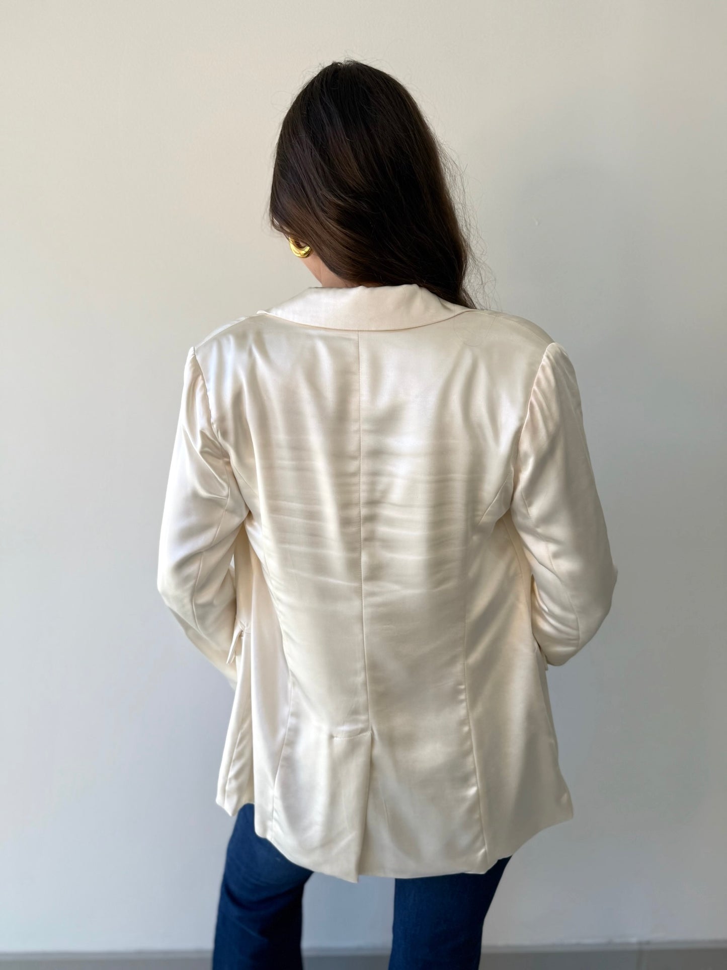 Evelyn Satin Blazer- Cream