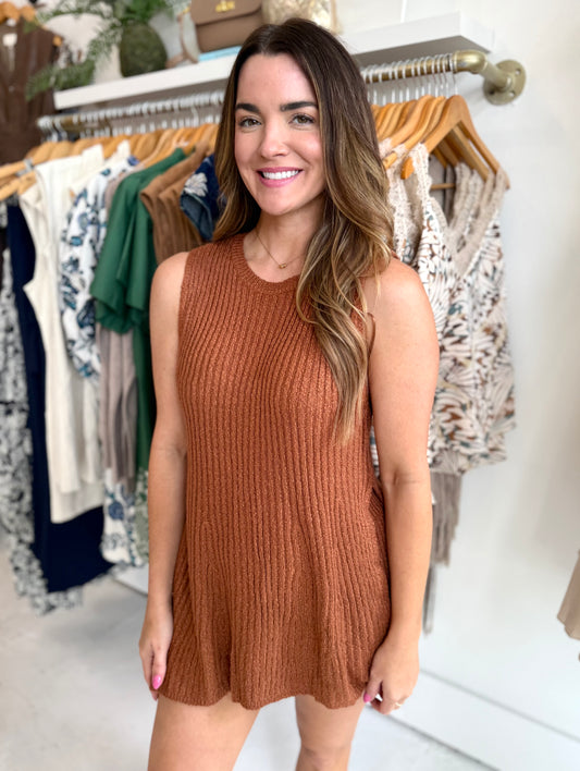 Kadie Knit Top & Shorts Set  - Latte