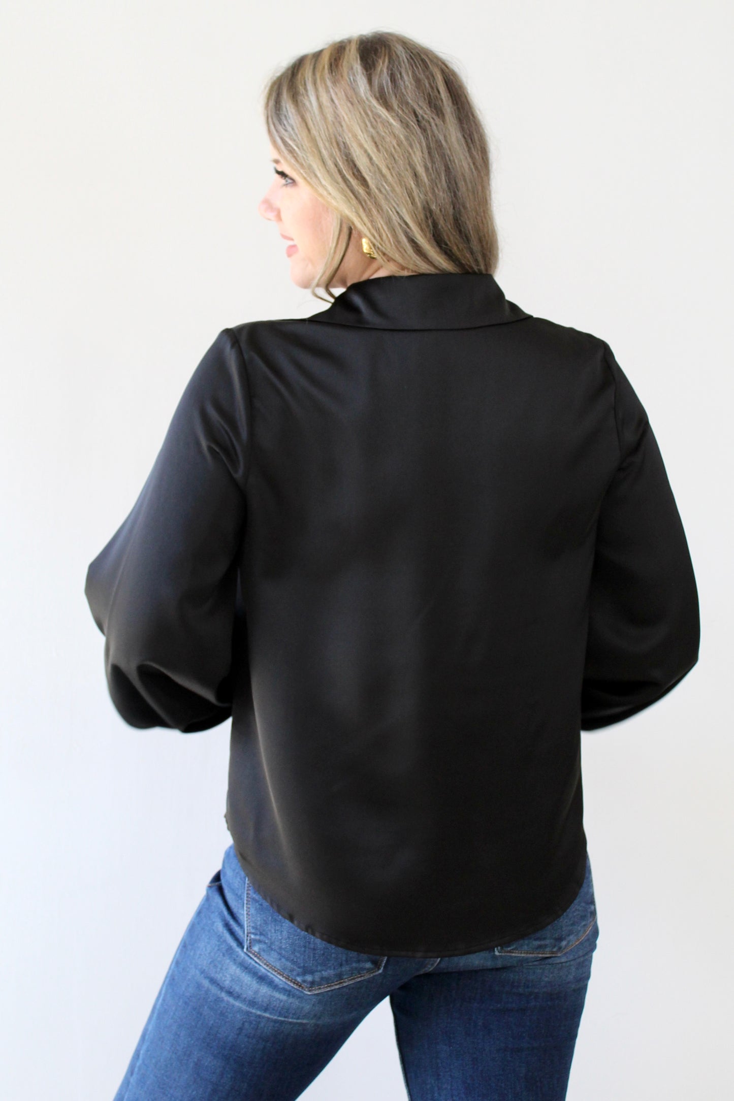 Gold Accent Satin Like Blouse