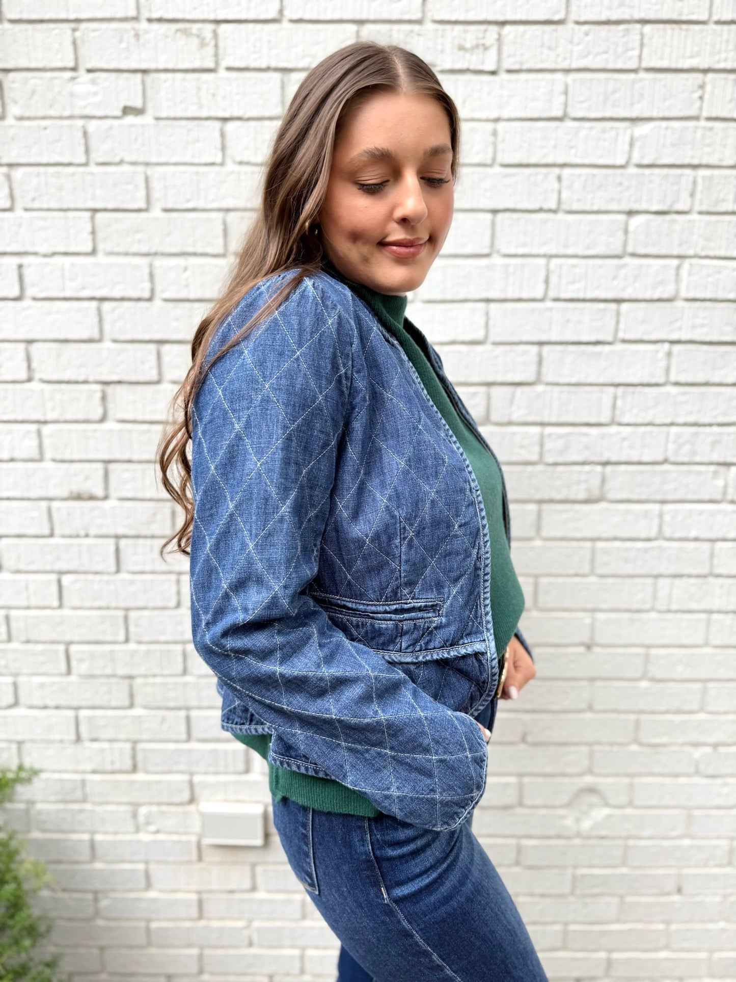 Quilted Zip Denim Jacket