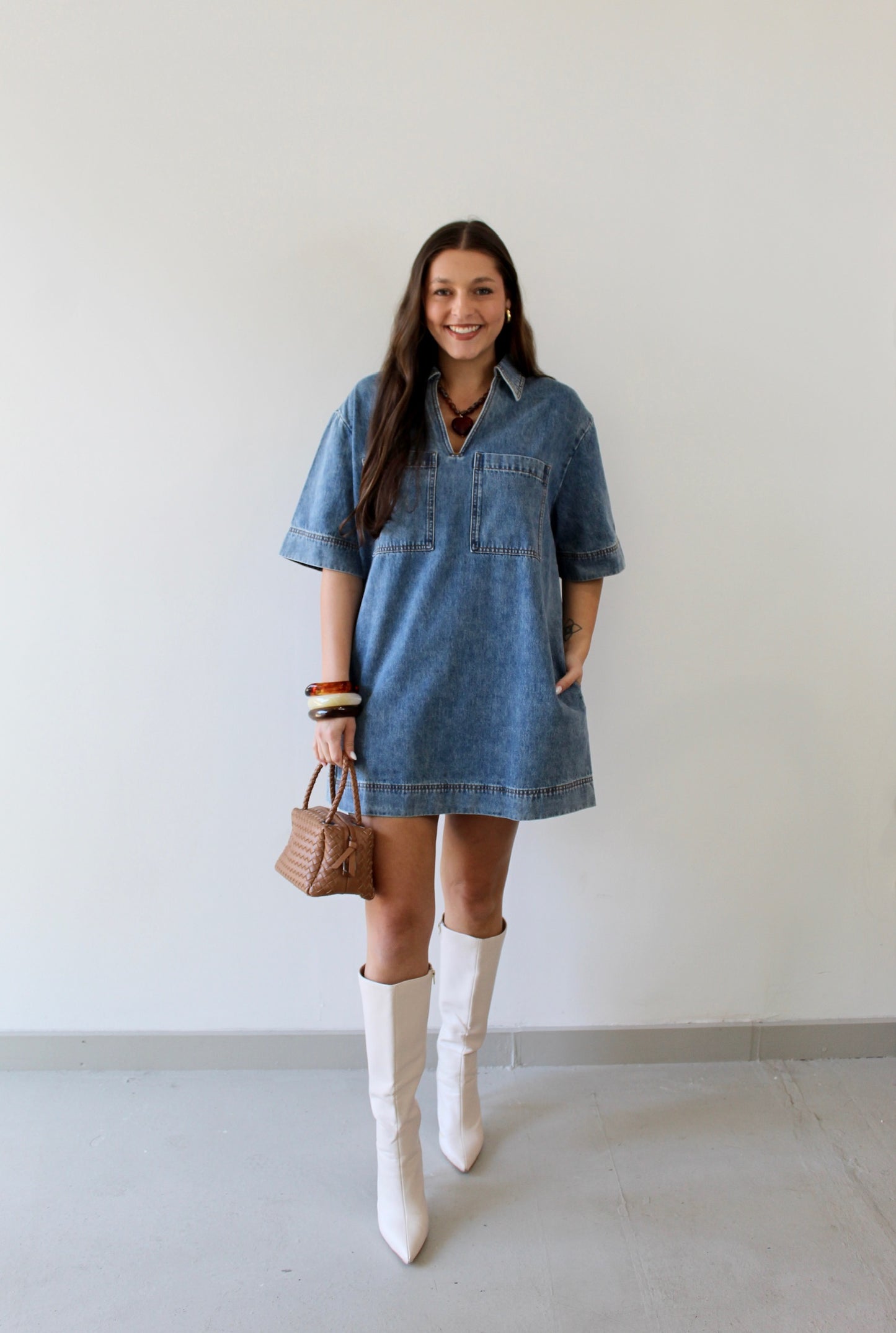 Vanessa V-neck Denim Tunic Dress