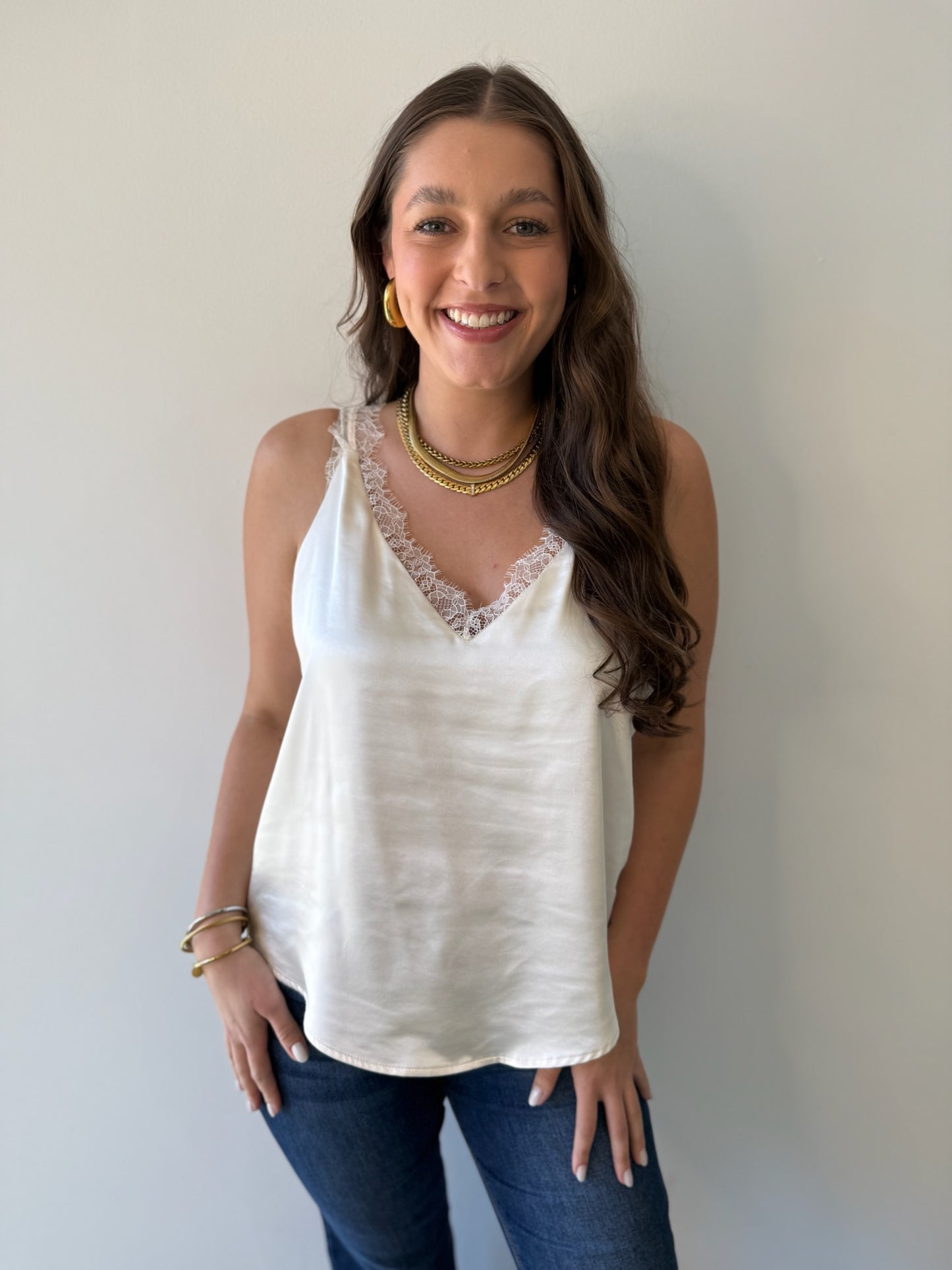 Satin Sheer Top - Cream