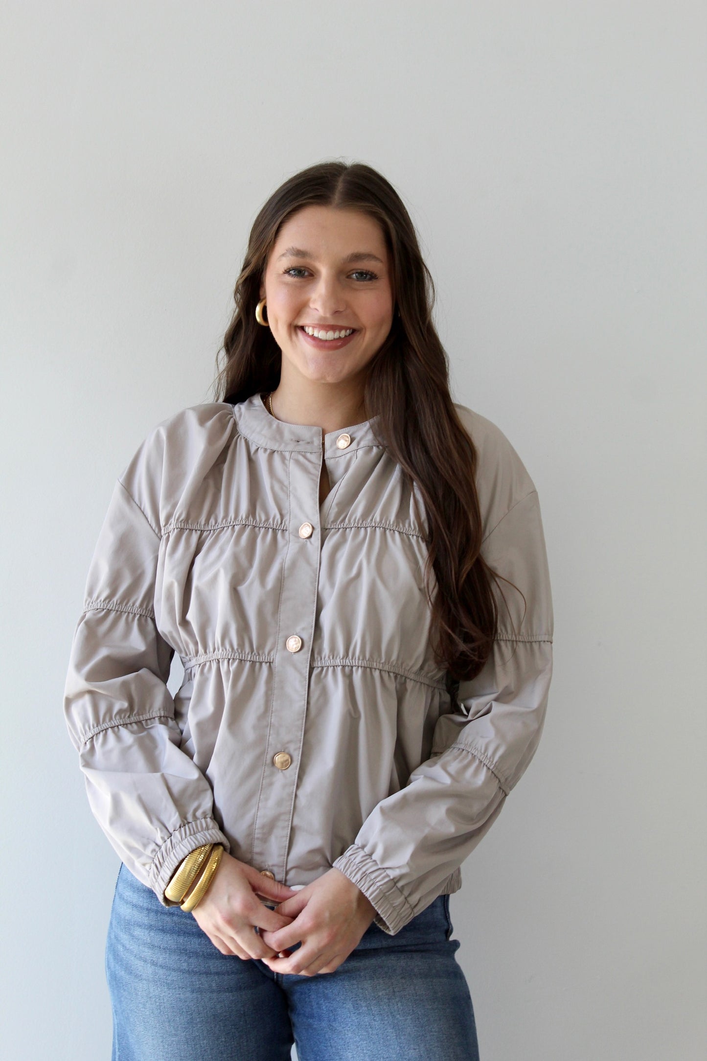 Piping Blouson Jacket - Khaki