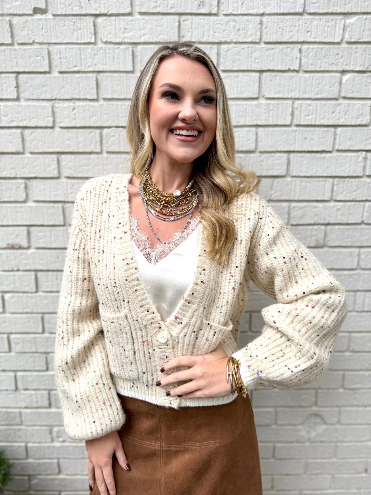 Ivory Sequin Cardigan