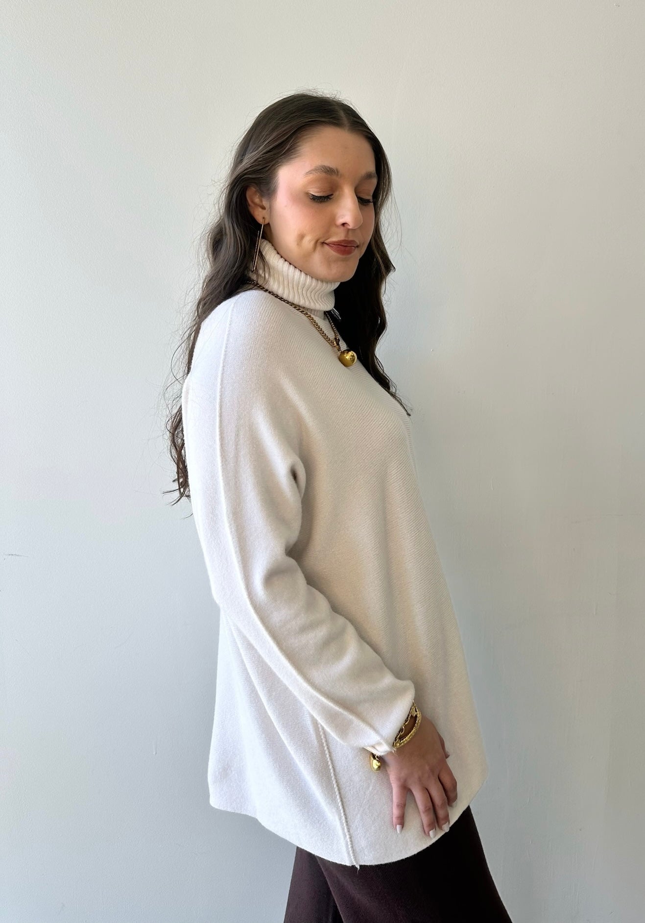 Italian Knit Turtleneck Top - Ivory