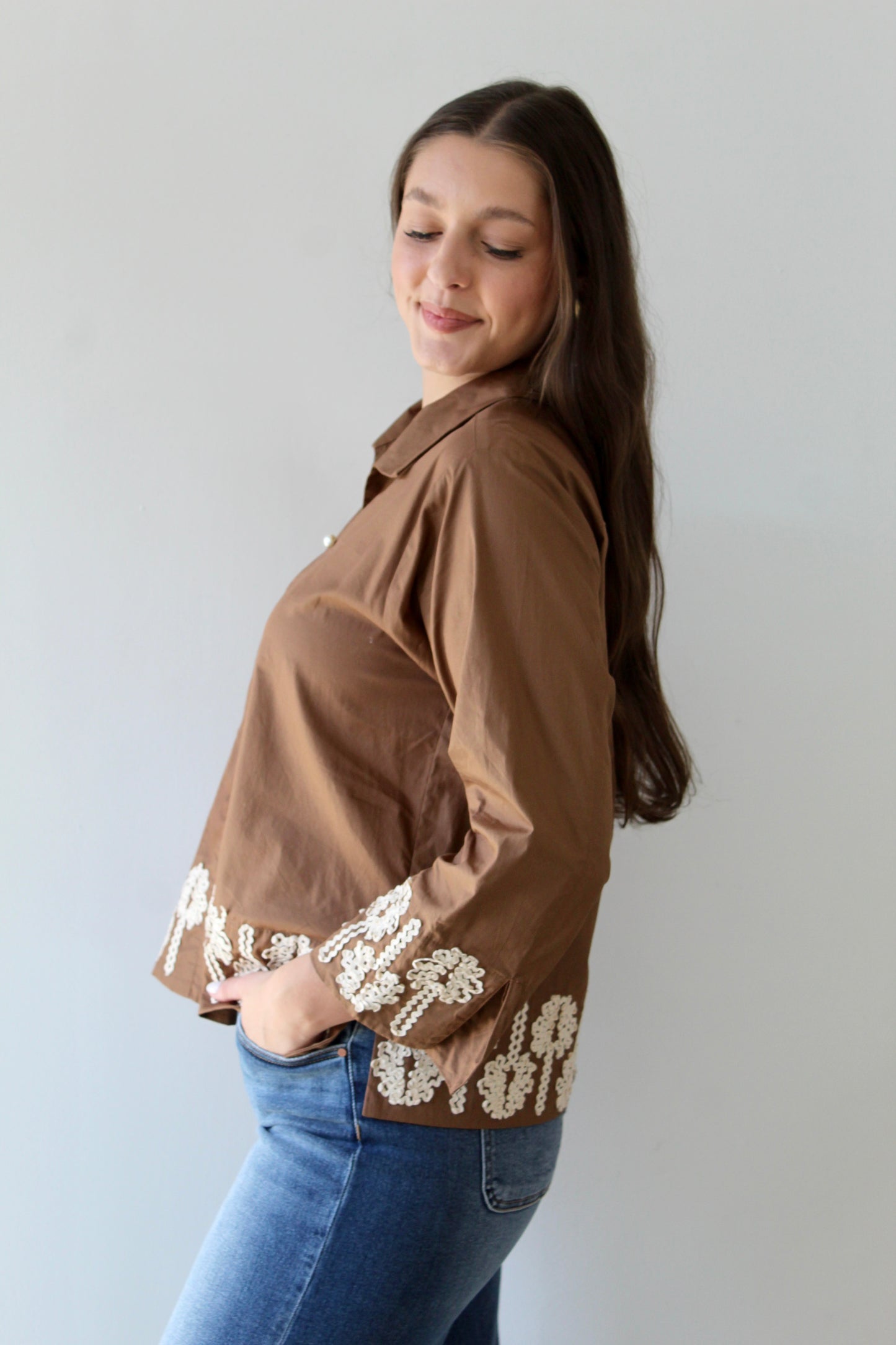 3D Floral Accent Top