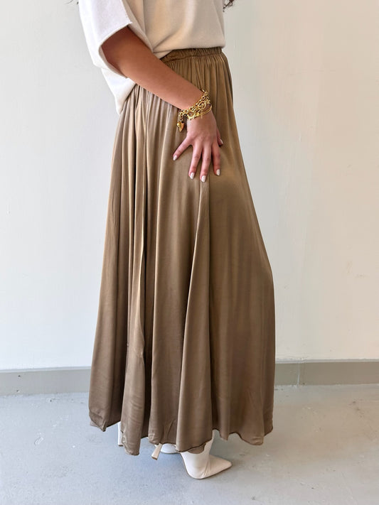 Silky Maxi Skirt - Camel