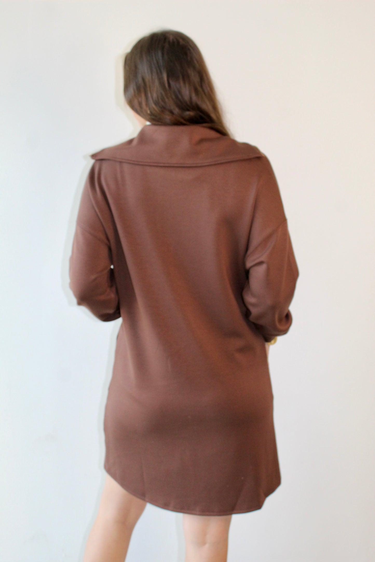 Modal Quarter Zip Dress - Cocoa