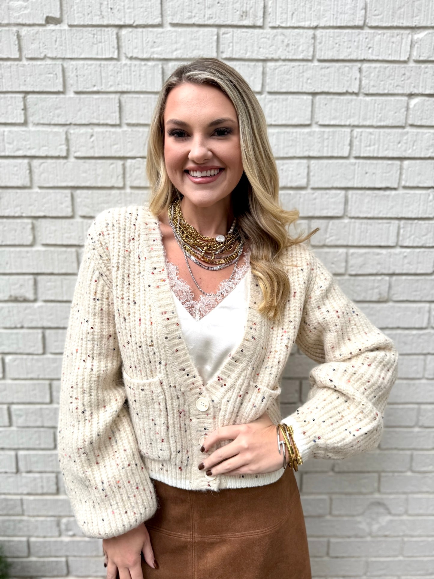 Ivory Sequin Cardigan