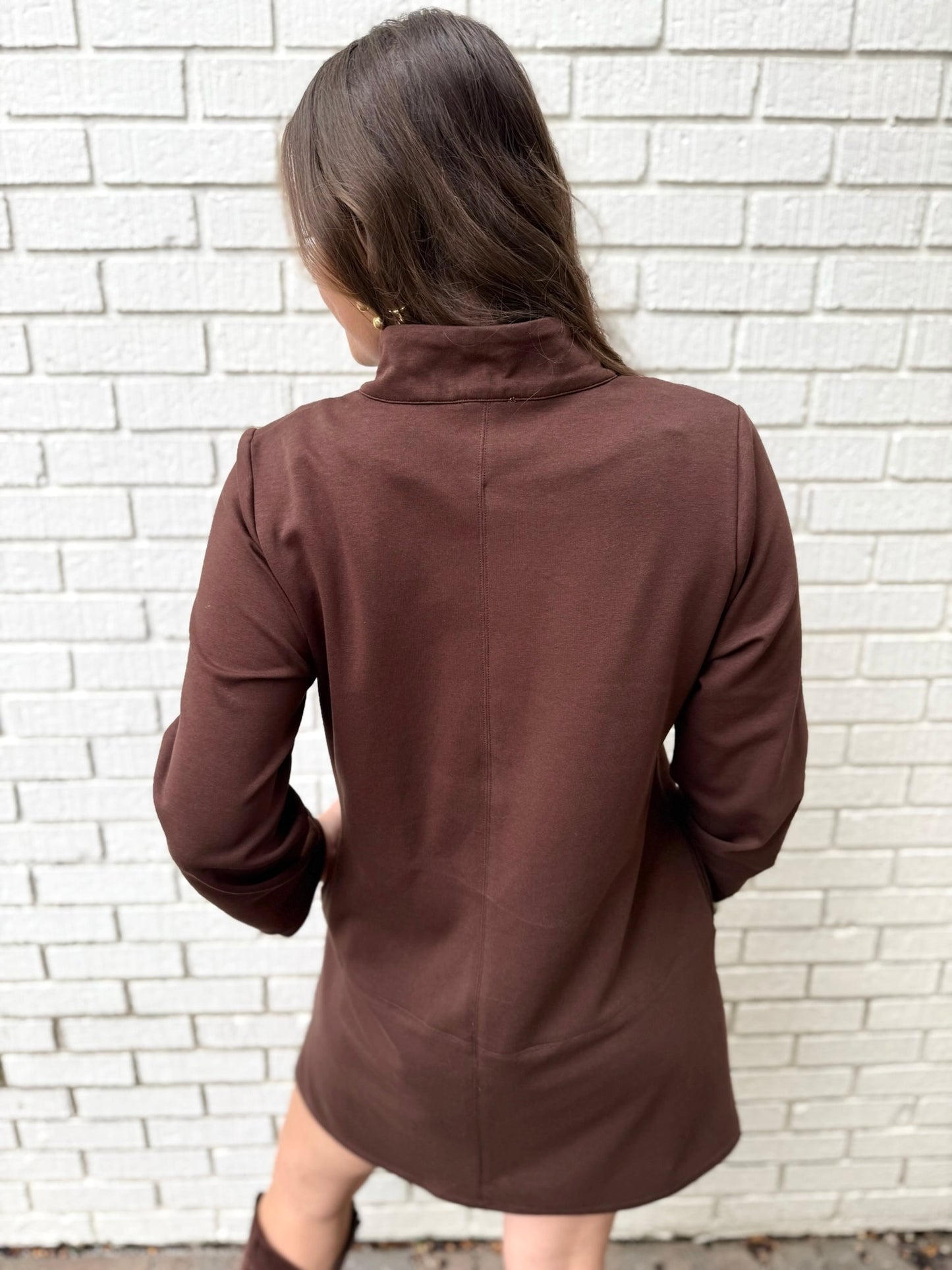 Stand Up Collared Shift Dress