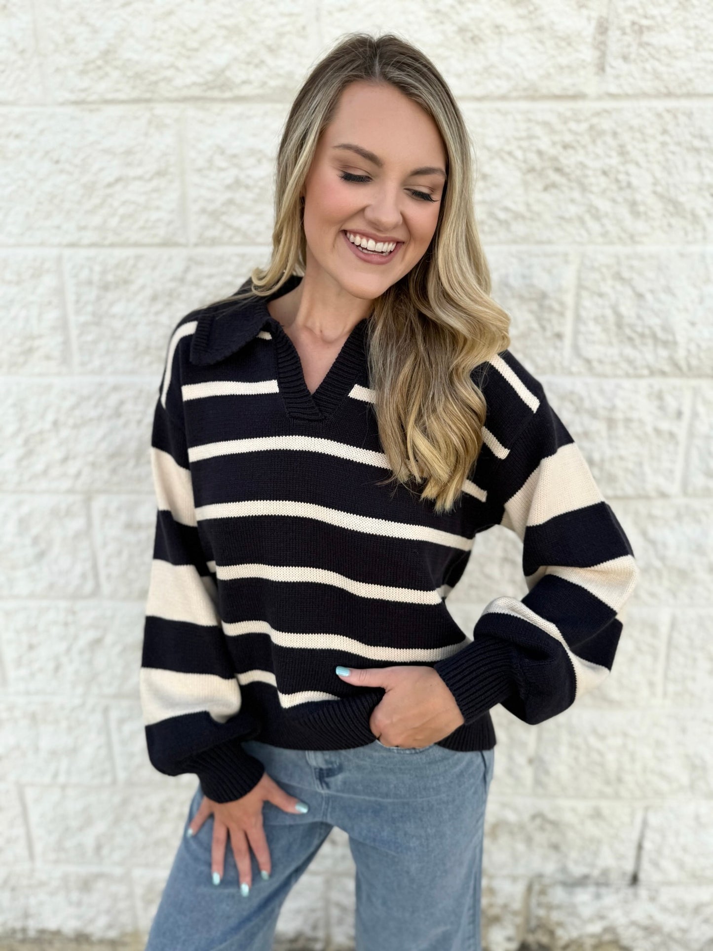 Mix Striped Knit Sweater