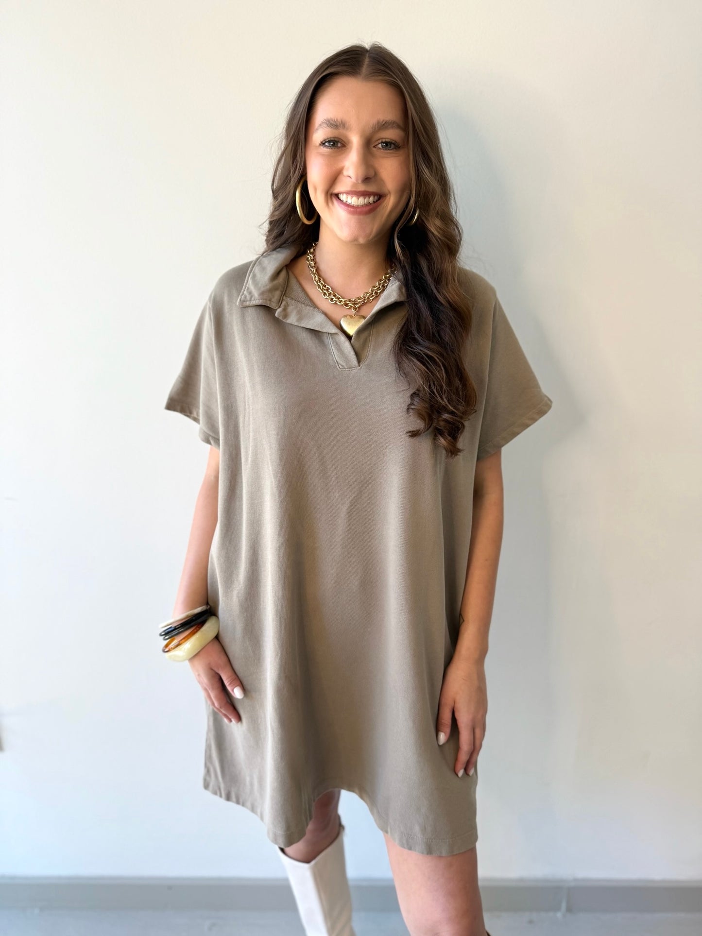 Collared Cotton Mini Dress