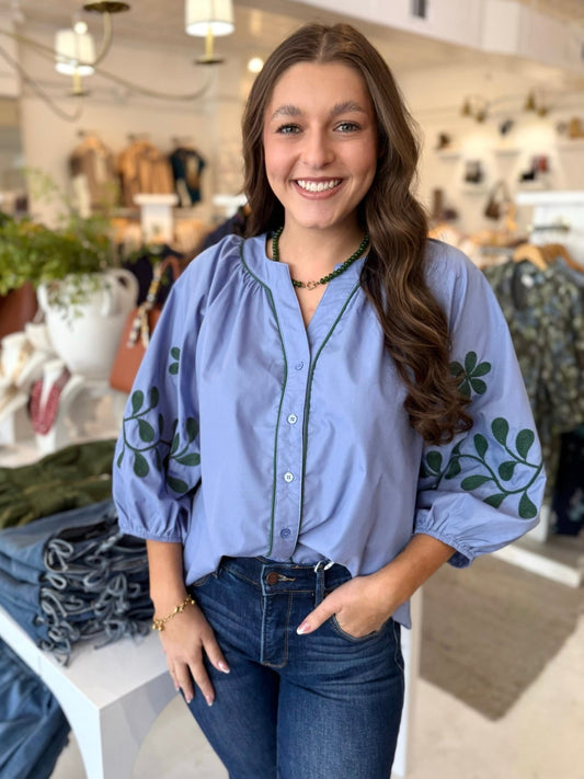 Jaylene Top -Slate Blue