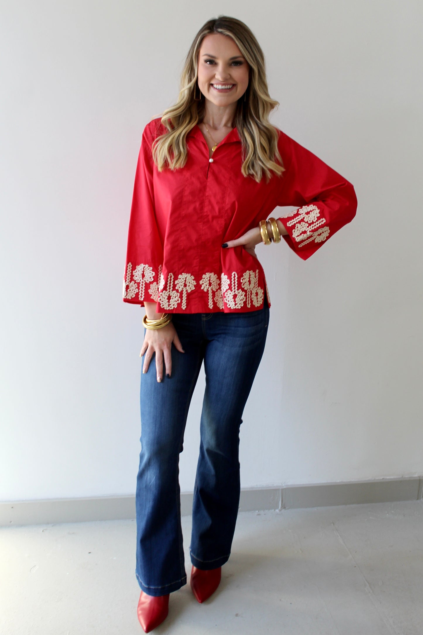 3D Floral Accent Top