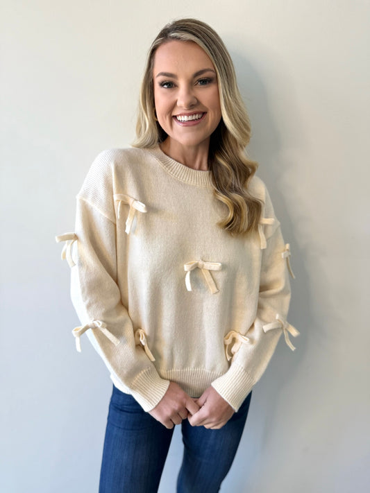 Ava Bow Sweater - Cream