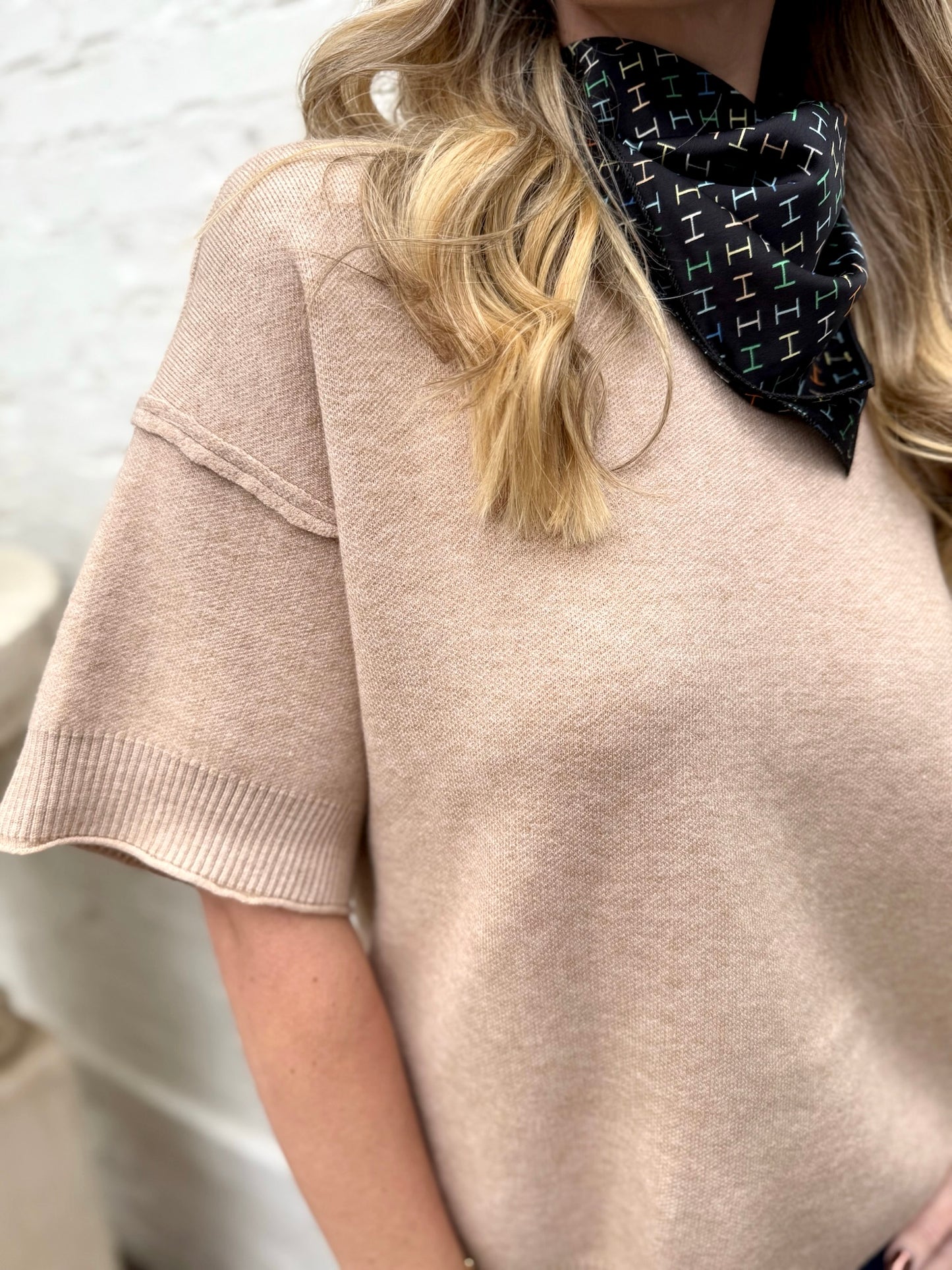 Oatmeal Raw Edge Sweater