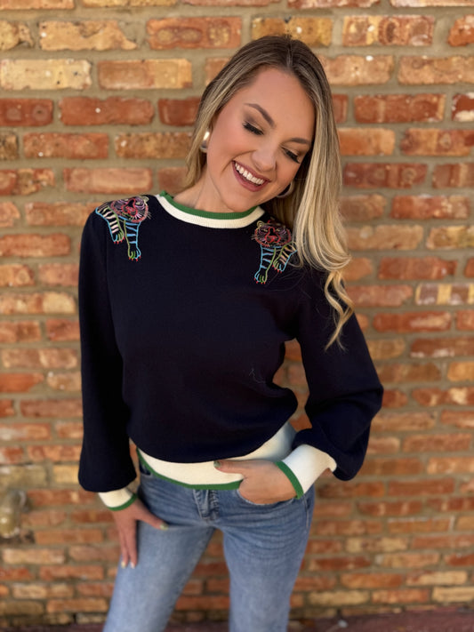 Contrast Trim Knit Sweater