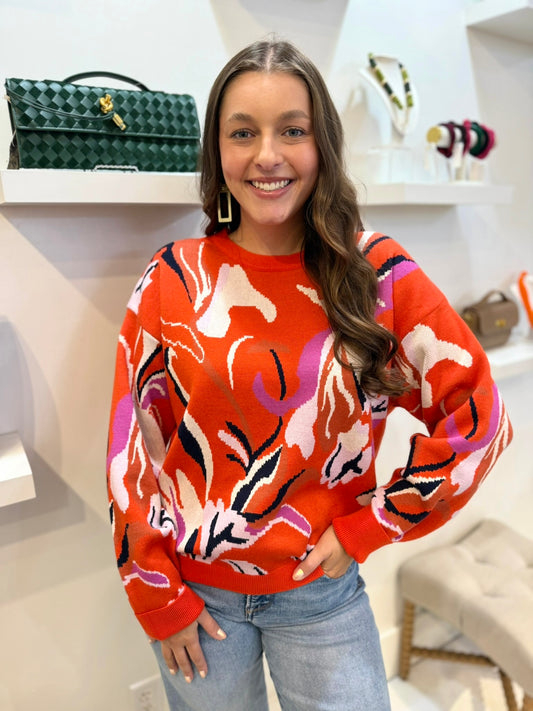 Abstract Print Sweater