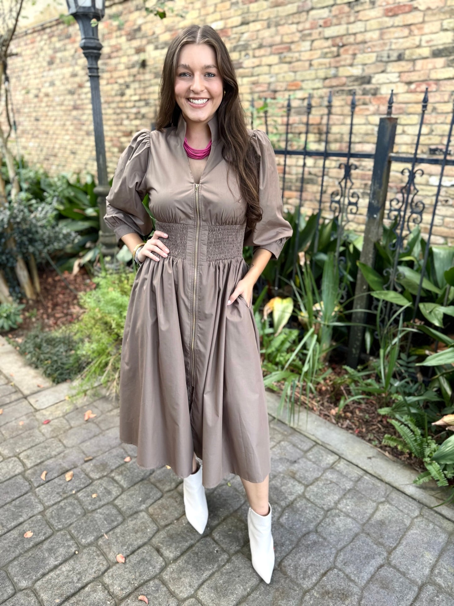 Coraline Pleated Maxi Dress - Mocha