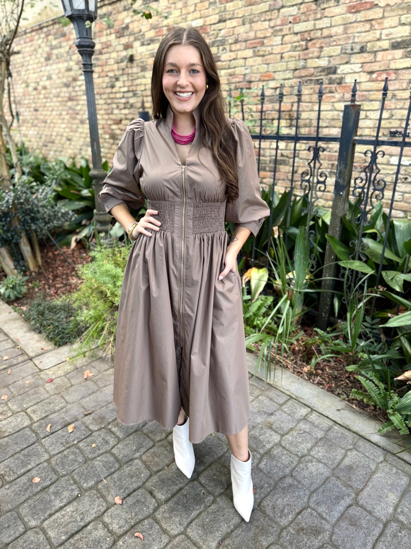 Coraline Pleated Maxi Dress - Mocha