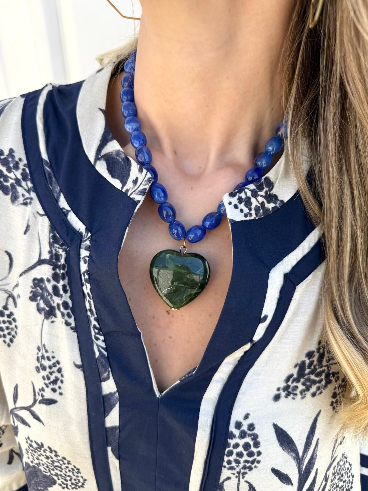 Acrylic Bead with Heart Necklace
