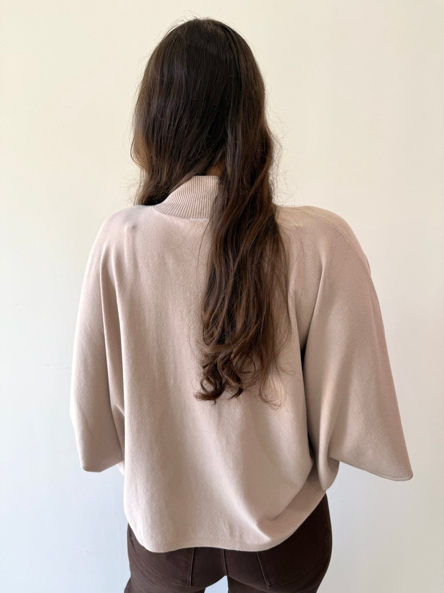 Soft Almond Mock Neck Top
