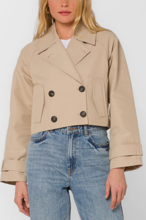 Topanga Beige Crop Mac Jacket
