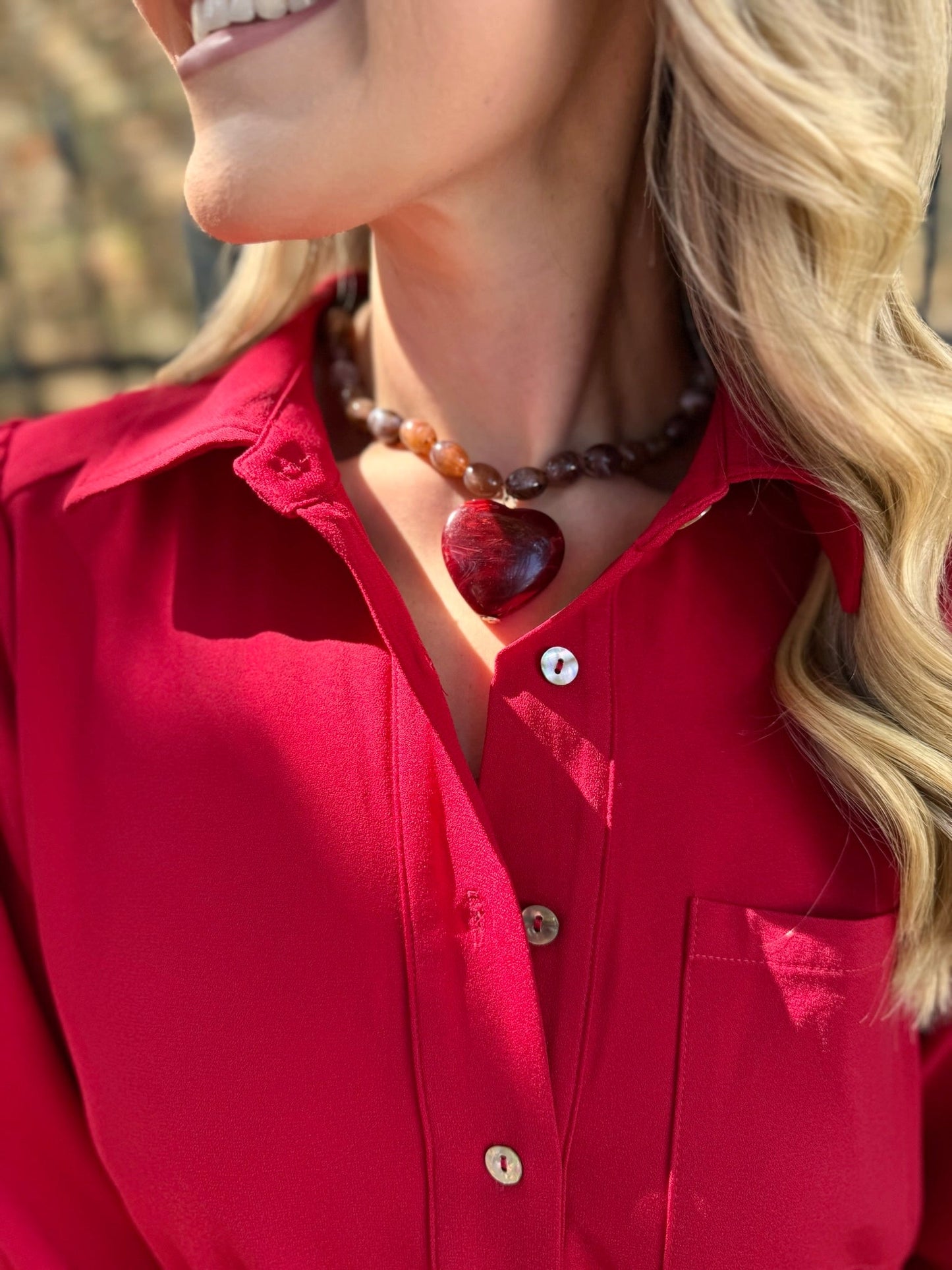 Acrylic Bead with Heart Necklace - Private Gallery Boutique