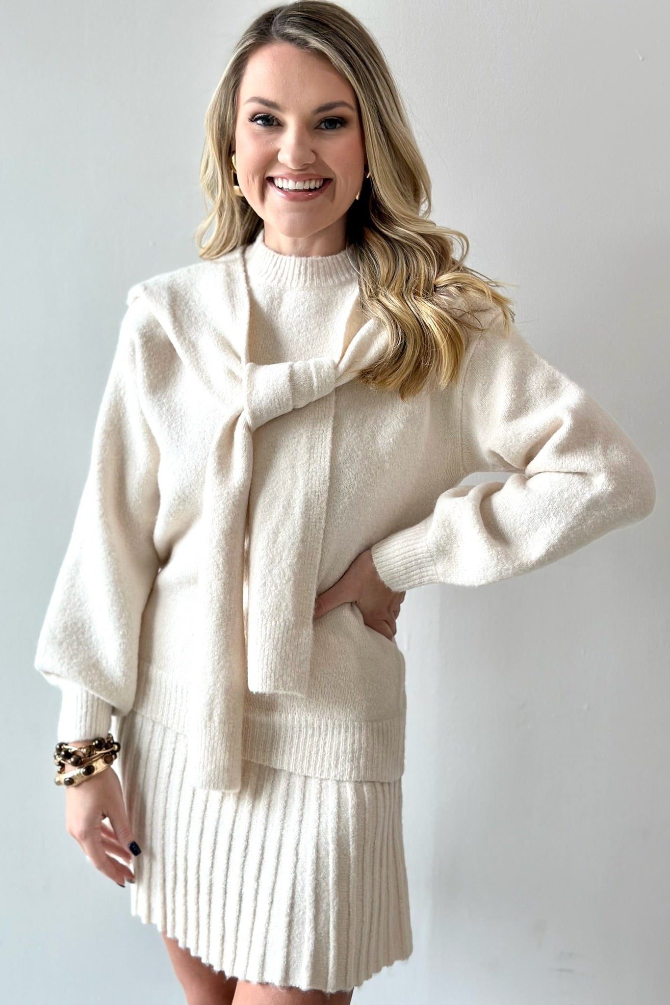 Beau Ivory Knit Sweater & Skirt Set - Private Gallery Boutique