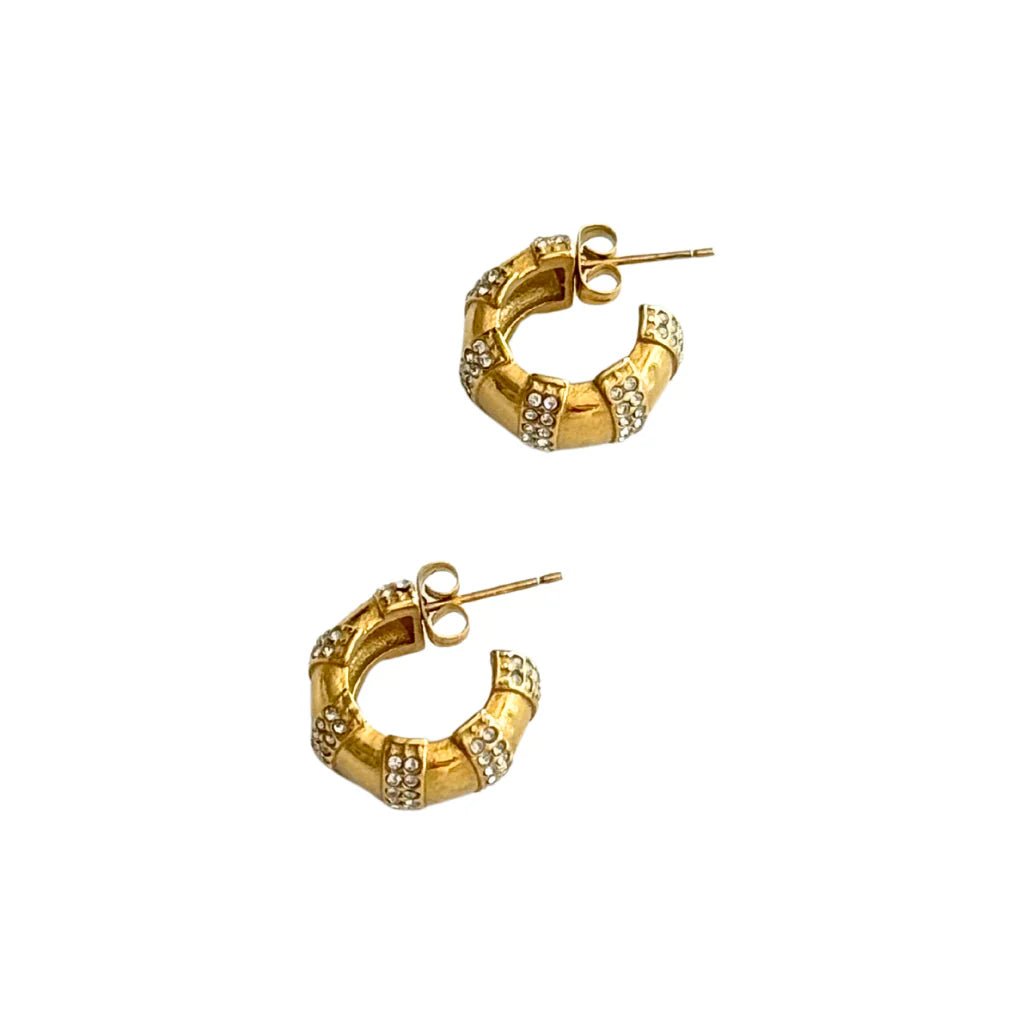 C - Hoop with Cubic Zirconia Stations - Private Gallery Boutique