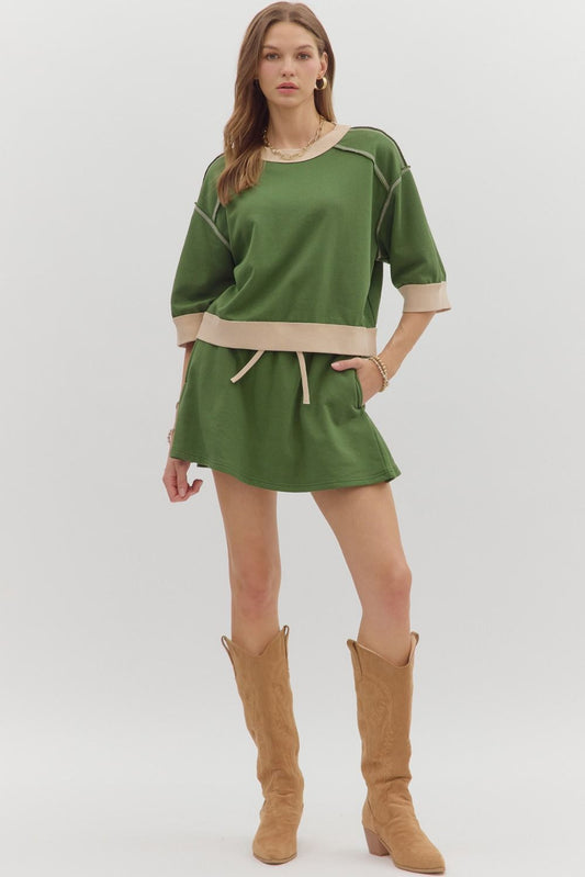 Grace  Knit top & Skort Set - Forest