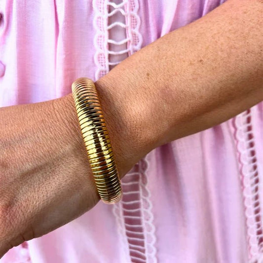 Denise 12mm Gold Coil Bangle - Private Gallery Boutique