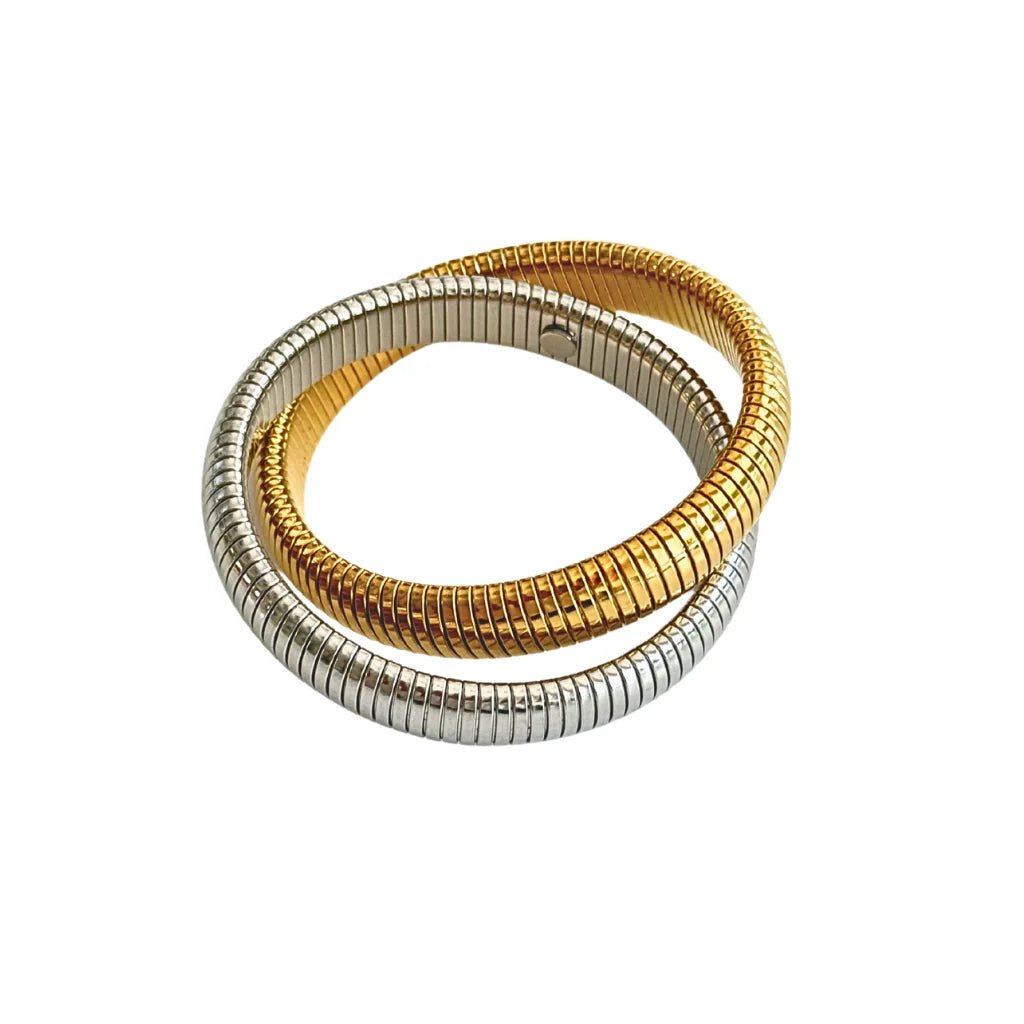 Denise Double Two - tone Coil Bangle - Private Gallery Boutique