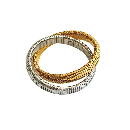 Denise Double Two - tone Coil Bangle - Private Gallery Boutique