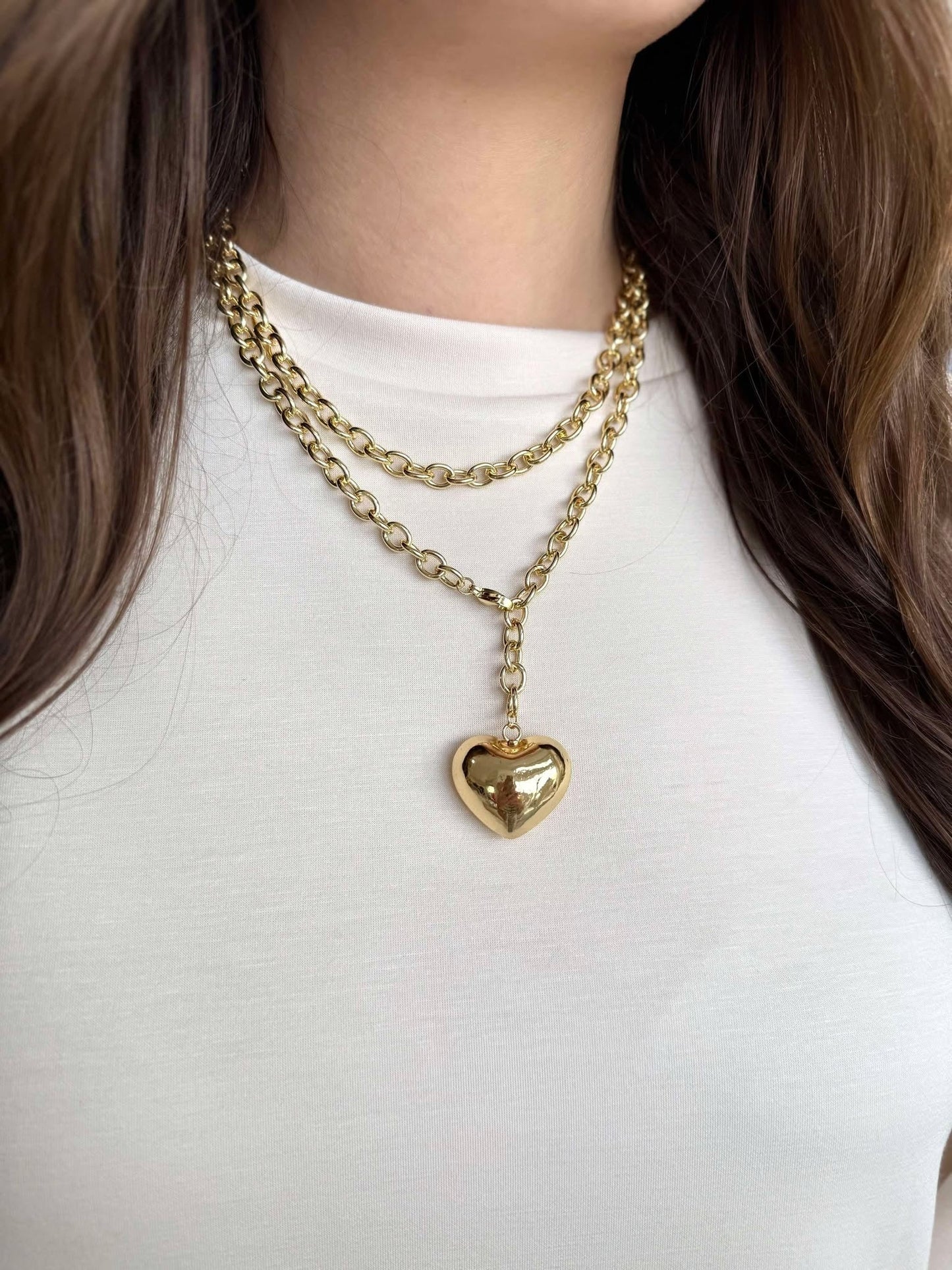Double Wrap Gold Heart Pendant Necklace - Private Gallery Boutique