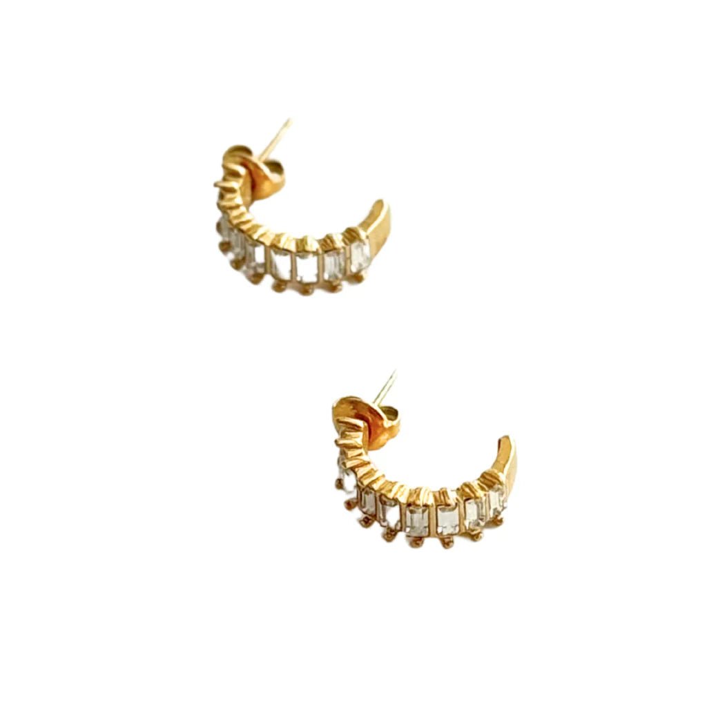 Emerald Cut Cubic Zirconia Hoop - Private Gallery Boutique