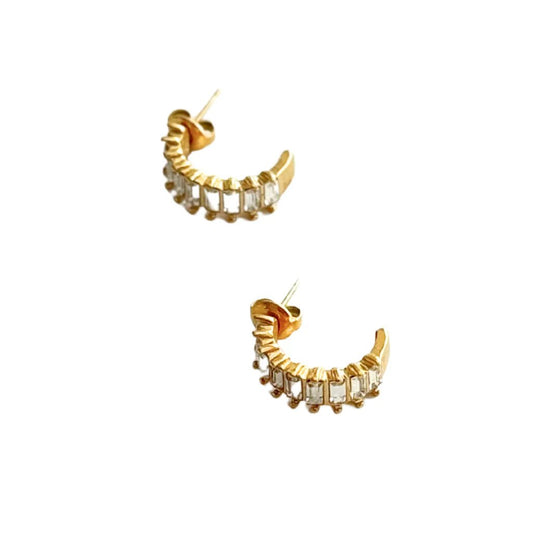 Emerald Cut Cubic Zirconia Hoop - Private Gallery Boutique