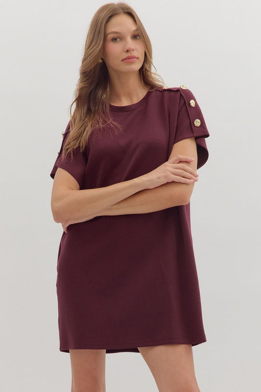 Penelope Everyday Tee Dress - Burgandy