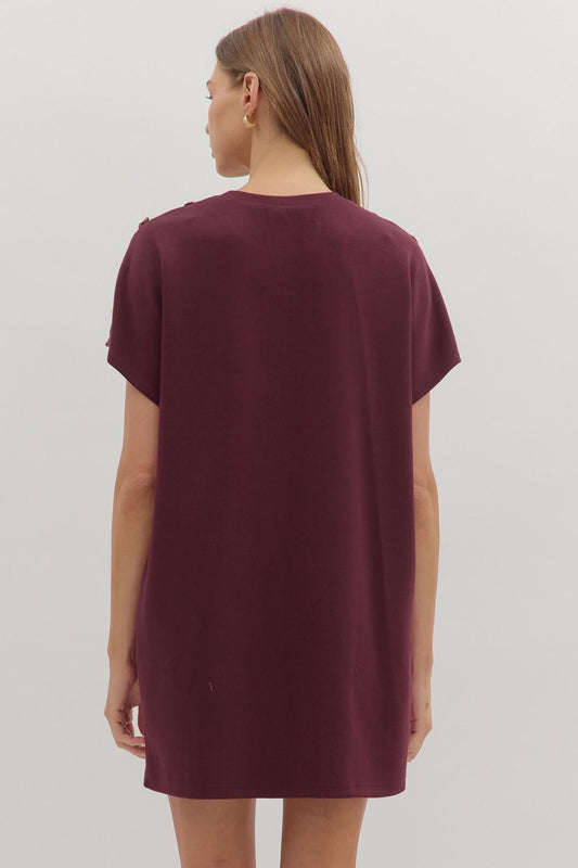 Penelope Everyday Tee Dress - Burgandy